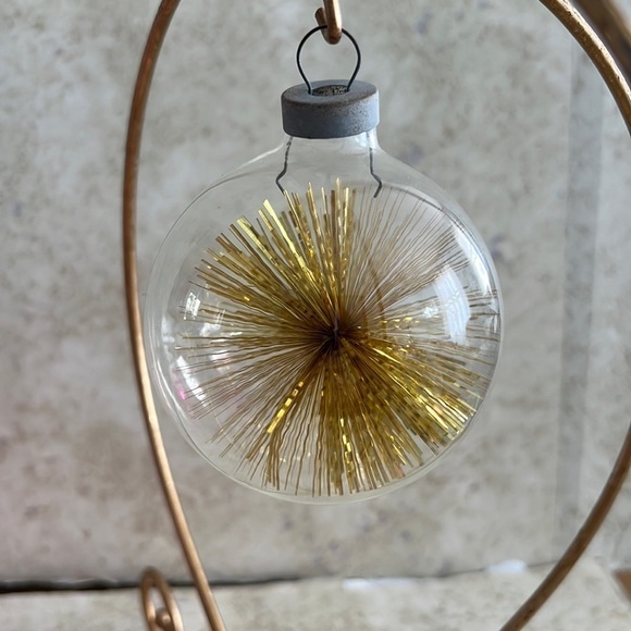 Vintage Christmas Ornament Unsilvered Gold Tinsel Starburst - Picture 1 of 7